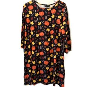 Dress Works Fall Dress with 3/4 Sleeves (Pumpkins, Leaves, Acorns, Pinecones)
